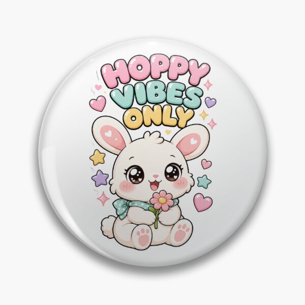Item preview, Hoppy Vibes Only Kawaii bunny saying designed and sold by BoosterShop.