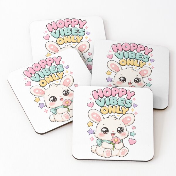 Item preview, Hoppy Vibes Only Kawaii bunny saying designed and sold by BoosterShop.