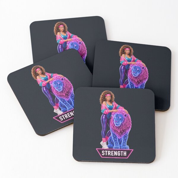 Item preview, Retro Neon Strength Tarot Lion Art designed and sold by MarVan-Prints.