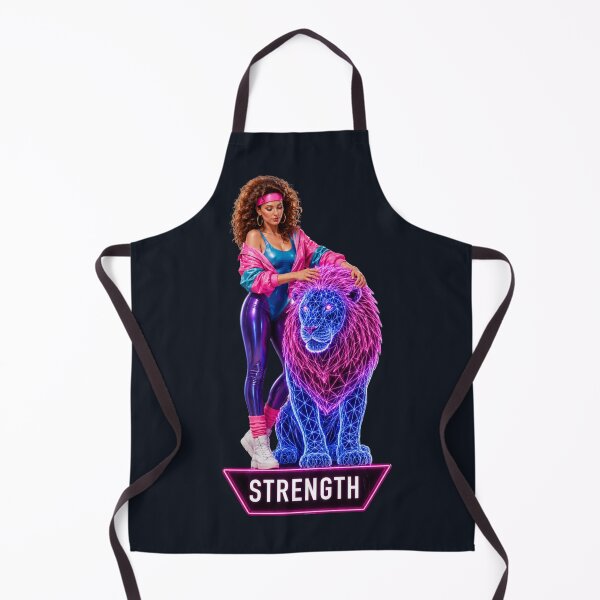 Artikelvorschau, Retro Neon Strength Tarot Löwenkunst entworfen und verkauft von MarVan-Prints.