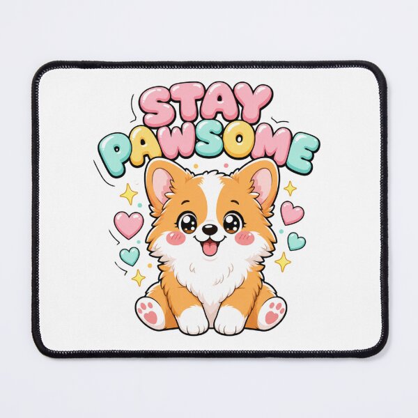 Item preview, Stay Pawsome Kawaii Corgi Dog Saying designed and sold by BoosterShop.
