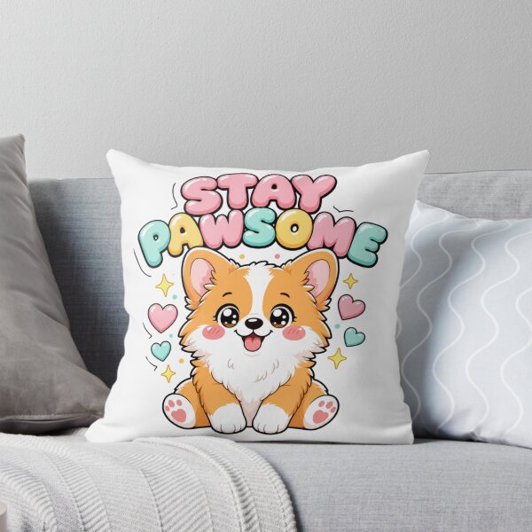 Item preview, Stay Pawsome Kawaii Corgi Dog Saying designed and sold by BoosterShop.
