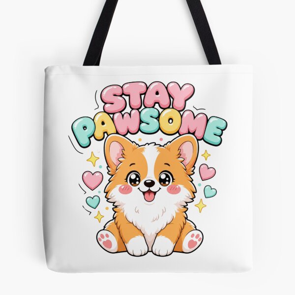 Item preview, Stay Pawsome Kawaii Corgi Dog Saying designed and sold by BoosterShop.