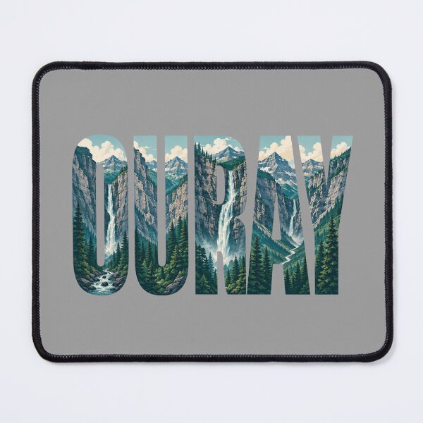 Item preview, Ouray Colorado Mountain Waterfall Typography | Alpine Travel Art designed and sold by SimplyJasper.