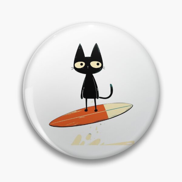 Item preview, Surfing Black Cat Retro Surfboard Illustration designed and sold by Macias123.