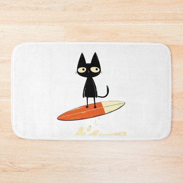 Item preview, Surfing Black Cat Retro Surfboard Illustration designed and sold by Macias123.