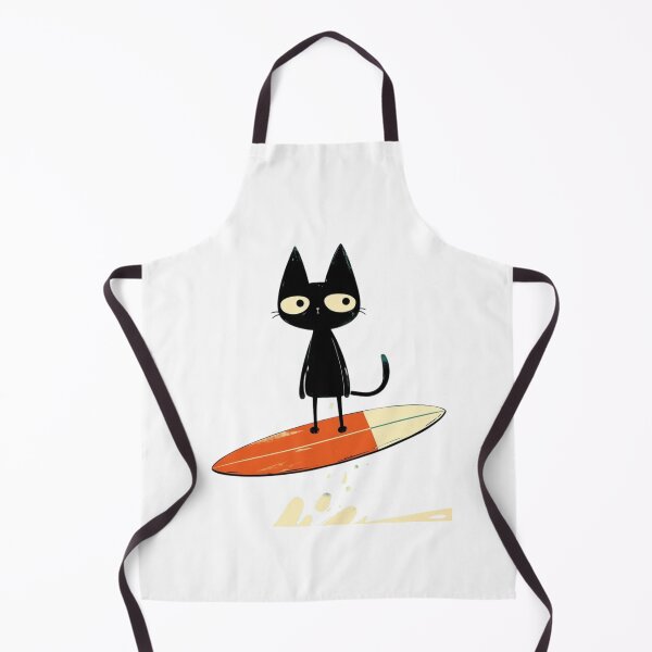 Item preview, Surfing Black Cat Retro Surfboard Illustration designed and sold by Macias123.