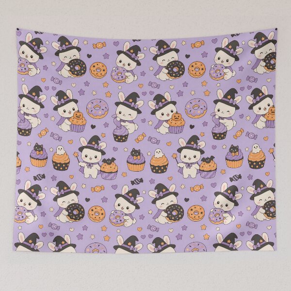 Item preview, Kawaii Bunny Witch Bakery Halloween Pattern designed and sold by Soft Berry Studio.