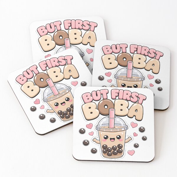 Item preview, But First Boba Kawaii Bubble Tea Saying designed and sold by BoosterShop.