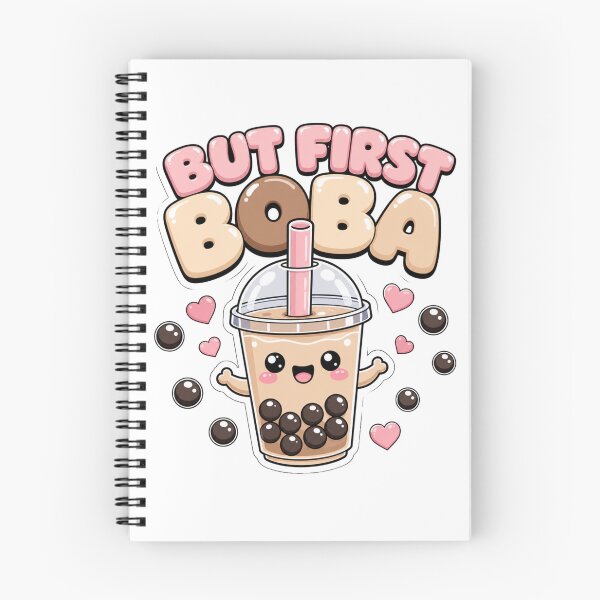 Item preview, But First Boba Kawaii Bubble Tea Saying designed and sold by BoosterShop.