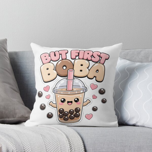 Item preview, But First Boba Kawaii Bubble Tea Saying designed and sold by BoosterShop.