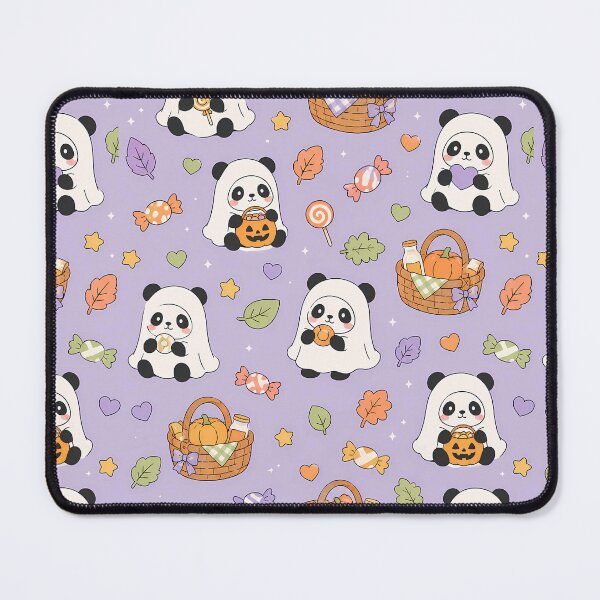 Item preview, Kawaii Panda Ghost Picnic Halloween Pattern designed and sold by Soft Berry Studio.