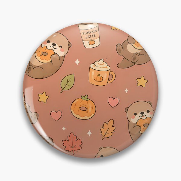 Item preview, Kawaii Otter Pumpkin Donut Fall Pattern designed and sold by Soft Berry Studio.