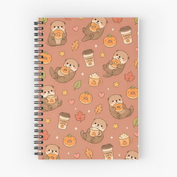 Item preview, Kawaii Otter Pumpkin Donut Fall Pattern designed and sold by Soft Berry Studio.