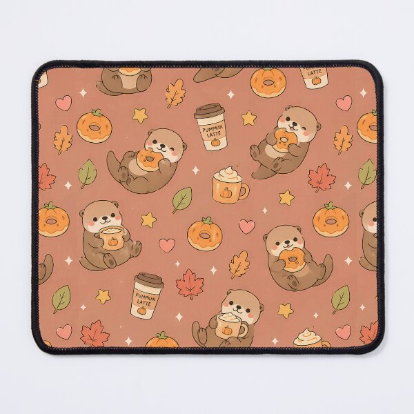 Item preview, Kawaii Otter Pumpkin Donut Fall Pattern designed and sold by Soft Berry Studio.