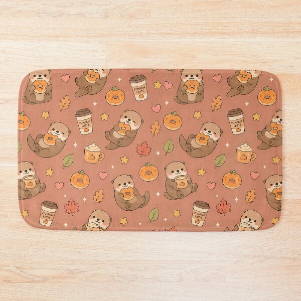 Item preview, Kawaii Otter Pumpkin Donut Fall Pattern designed and sold by Soft Berry Studio.