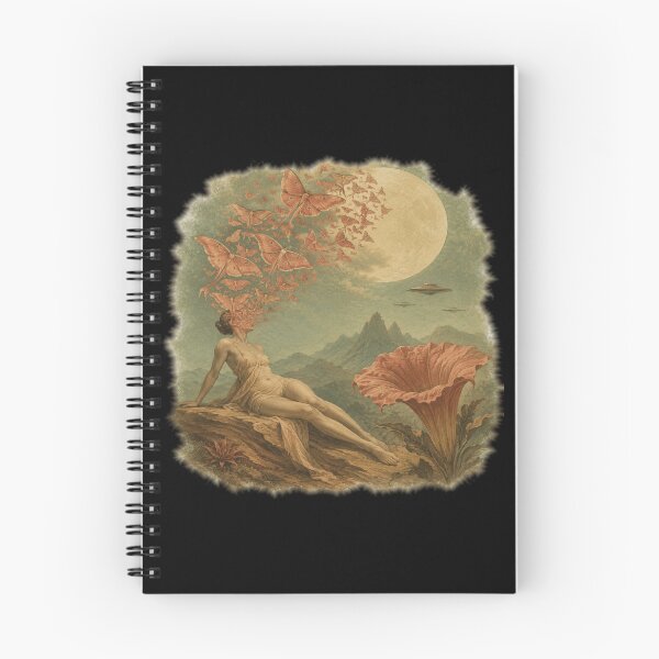 Item preview, Luna Moth Oracle Surreal Retro Sci Fi Moon Art designed and sold by POD DYNASTY | Original Print On Demand T-Shirt Graphics.