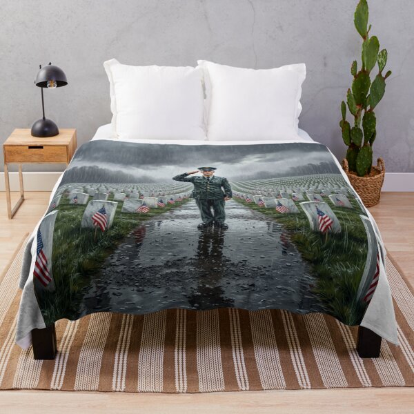 Aperçu de l'œuvre American Soldier Saluting Military Cemetery créée et vendue par Home Decor Art.