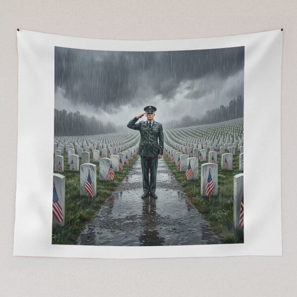 Item preview, American Soldier Saluting Military Cemetery designed and sold by Home Decor Art.
