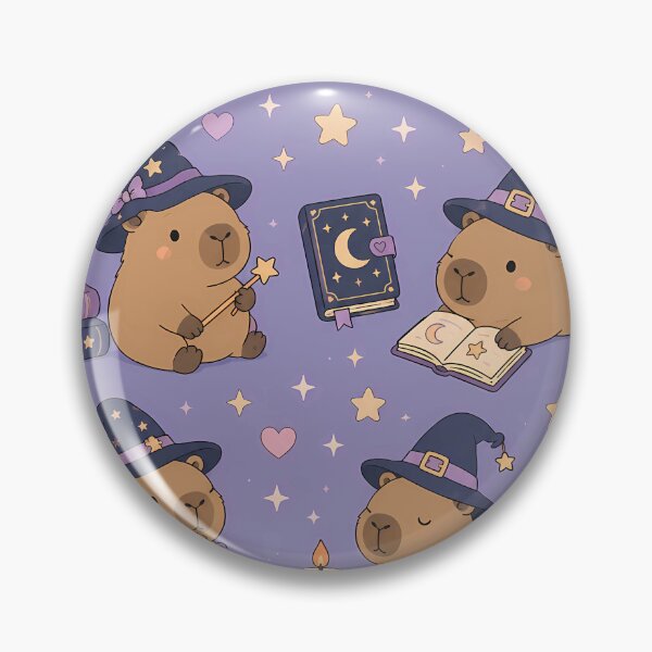 Item preview, Kawaii Capybara Witchy Library Pattern designed and sold by Soft Berry Studio.