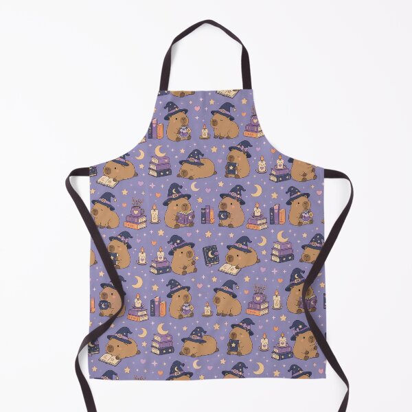Item preview, Kawaii Capybara Witchy Library Pattern designed and sold by Soft Berry Studio.