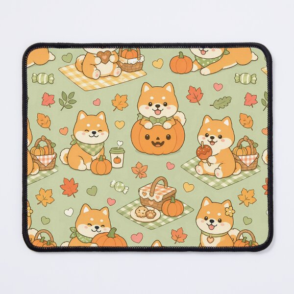 Item preview, Kawaii Shiba Pumpkin Picnic Fall Pattern designed and sold by Soft Berry Studio.