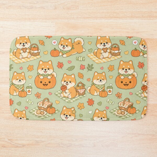 Item preview, Kawaii Shiba Pumpkin Picnic Fall Pattern designed and sold by Soft Berry Studio.
