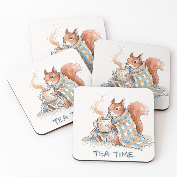 Item preview, Tea Time: Cozy Squirrel with Hot Drink Art designed and sold by SoulPT.