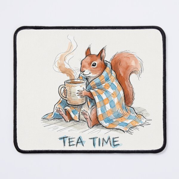Item preview, Tea Time: Cozy Squirrel with Hot Drink Art designed and sold by SoulPT.