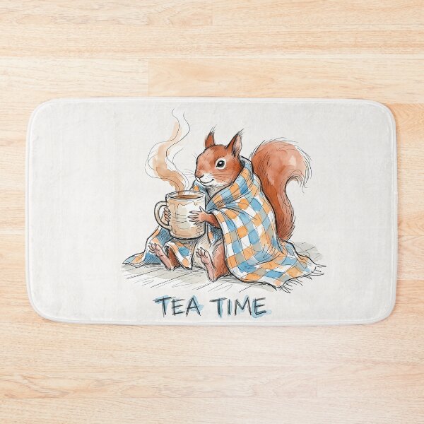 Item preview, Tea Time: Cozy Squirrel with Hot Drink Art designed and sold by SoulPT.