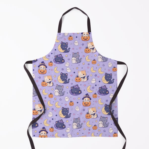 Item preview, Kawaii Cozy Cat Moonlight Halloween Pattern designed and sold by Soft Berry Studio.