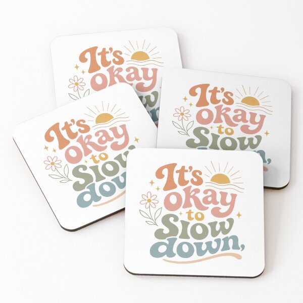 Item preview, It's Okay to Slow Down Sticker - Retro 70s Mental Health Quote designed and sold by VYBEHAUS.