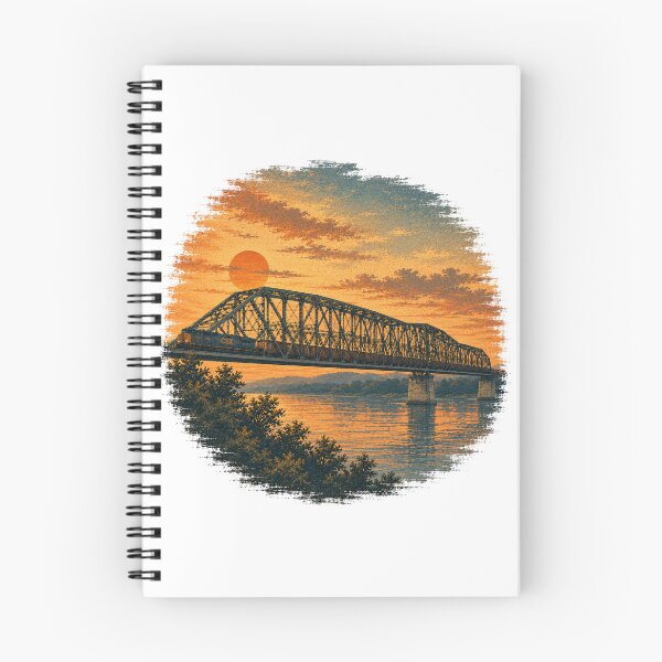 Item preview, Crossing the Ohio | Vintage Railroad Bridge Landscape designed and sold by Rewind Society.