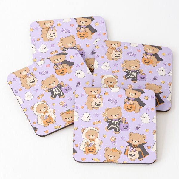 Item preview, Kawaii Teddy Bear Trick or Treat Halloween Pattern designed and sold by Soft Berry Studio.