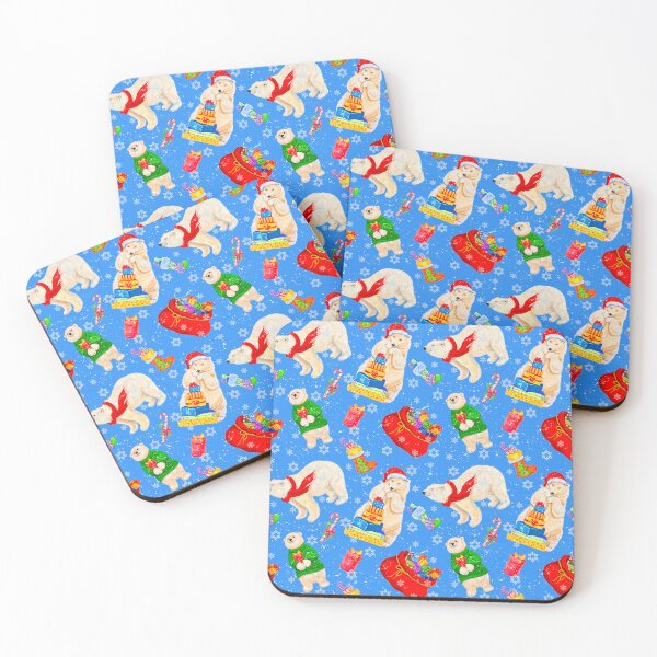 Item preview, Cute Christmas Polar Bears Pattern On Holiday Blue designed and sold by DEC02.