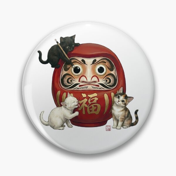Item preview, Cute Japanese Daruma Doll and Triplet Cats designed and sold by JapanekoGallery.