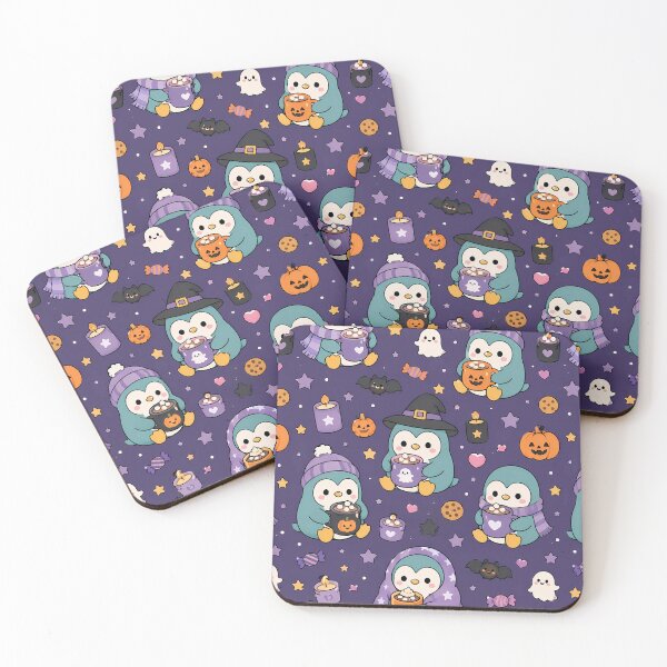 Item preview, Kawaii Penguin Ghost Cocoa Halloween Pattern designed and sold by Soft Berry Studio.