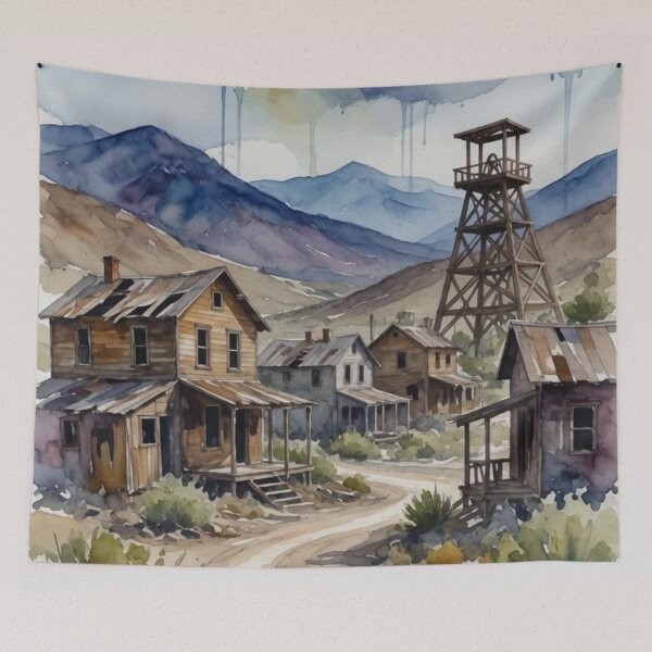 Item preview, Old Western Ghost Town Painting in Watercolor designed and sold by Pioneer Spirit Market.