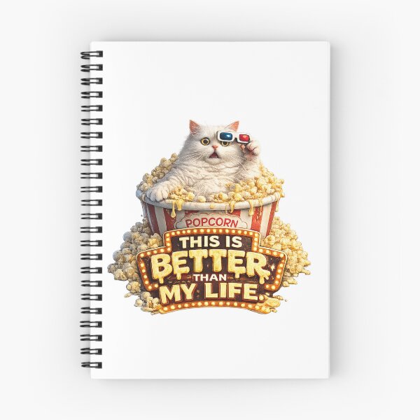 Item preview, This Is Better Than My Life Movie Popcorn Cat designed and sold by UvooArt.