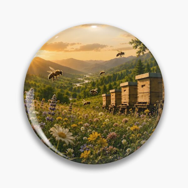 Item preview, Vintage Honeybee and Wildflower Stamp Art designed and sold by Easternpantry.