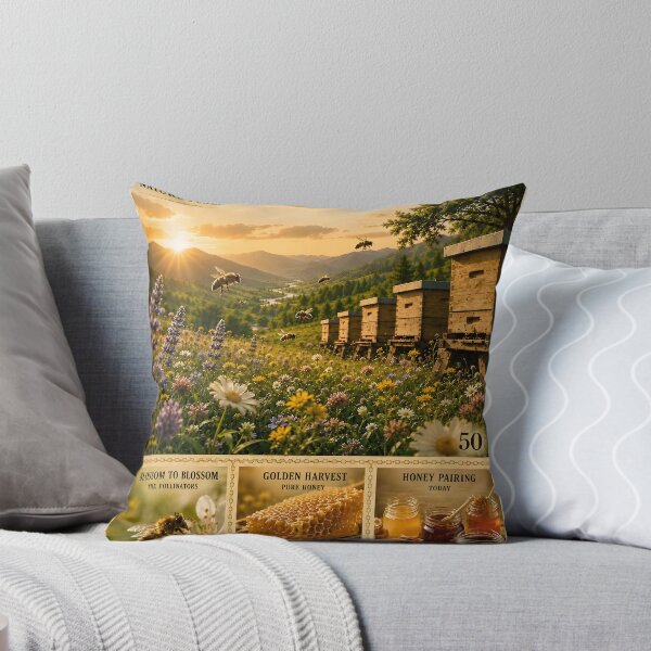 Item preview, Vintage Honeybee and Wildflower Stamp Art designed and sold by Easternpantry.