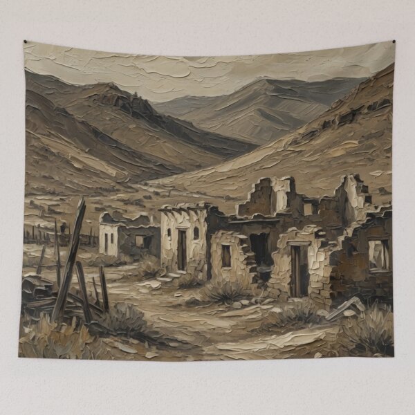 Item preview, Desert Ghost Town Oil Painting designed and sold by Pioneer Spirit Market.
