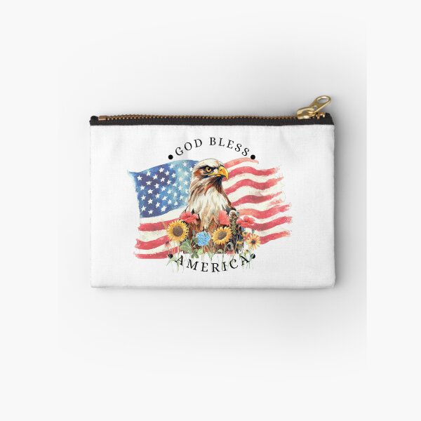 Item preview, God Bless America with Watercolor Flag Design with Eagle & Flowers designed and sold by jeweleddesigns.