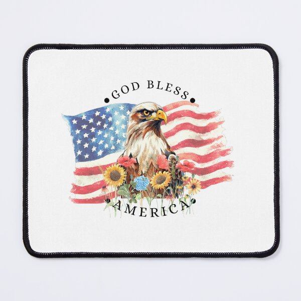 Item preview, God Bless America with Watercolor Flag Design with Eagle & Flowers designed and sold by jeweleddesigns.