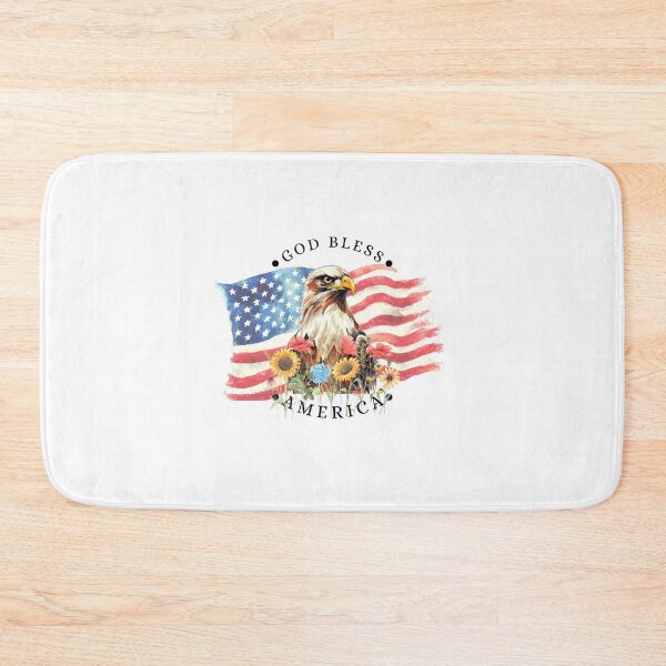 Item preview, God Bless America with Watercolor Flag Design with Eagle & Flowers designed and sold by JeweledDesigns.