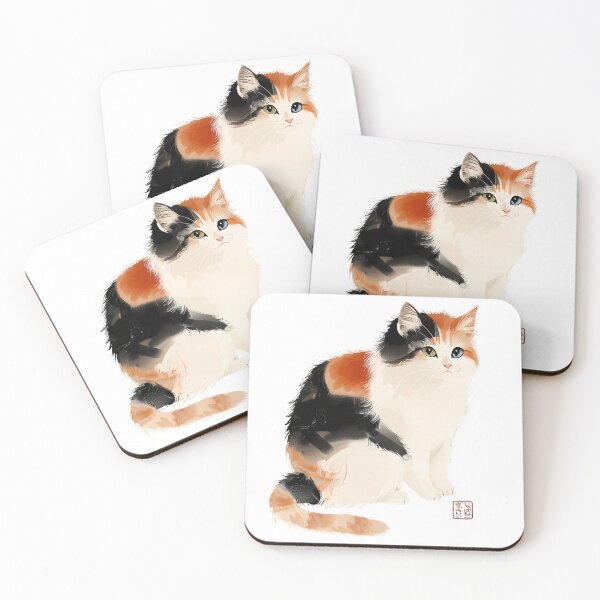 Item preview, Mystical Japanese Odd-Eyed Calico Cat Art designed and sold by JapanekoGallery.