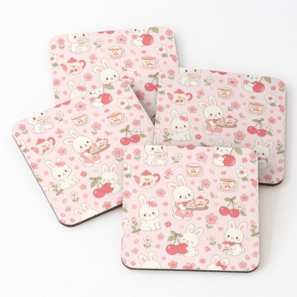 Item preview, Bunny Cherry Tea Garden Pattern designed and sold by Soft Berry Studio.