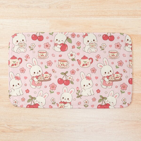 Item preview, Bunny Cherry Tea Garden Pattern designed and sold by Soft Berry Studio.