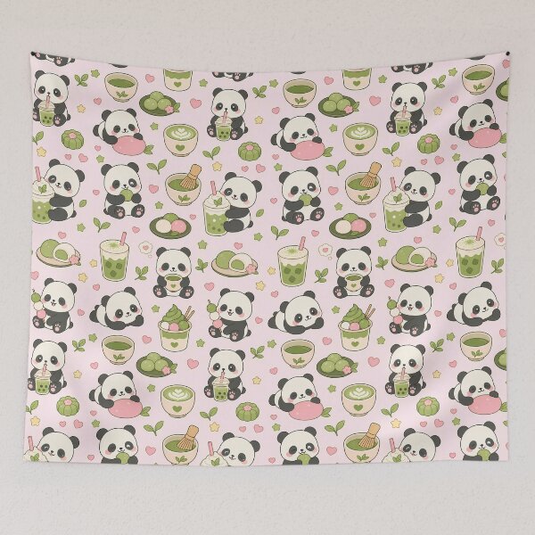 Item preview, Panda Matcha Mochi Pattern designed and sold by Soft Berry Studio.
