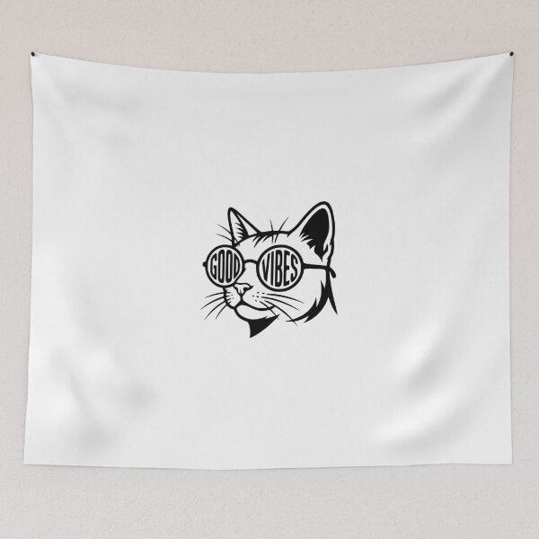 Item preview, Good Vibes Cat Sunglasses Retro Illustration designed and sold by Macias123.